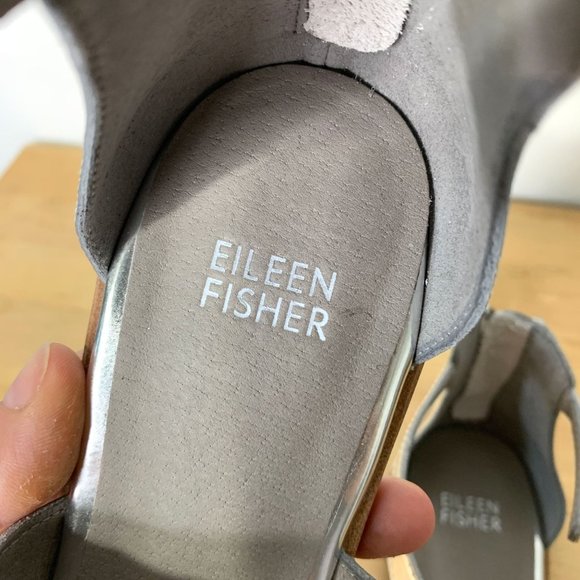 NWOT EILEEN FISHER Cici Velcro Sandal in Silver Sz 8.5 - Picture 9 of 12